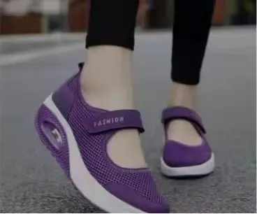 Breakj Breakj Single-Shoe Women 2025 New Air Cushion Low-Top Magic Sticker Light Single-Shoe Solid-Color Mesh Women's Shoes