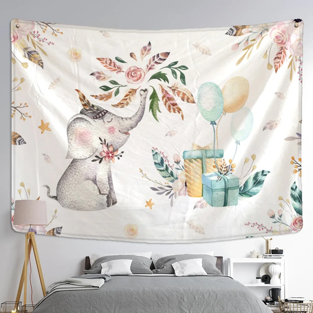 Zoo Cartoon Illustration Tapestry Wall Hanging Witchcraft Psychedelic Tapiz Hippie Cute Children Room Home Decor