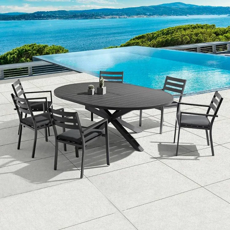 Homemys Expandable Outdoor Dining Set with 6pcs Chair 