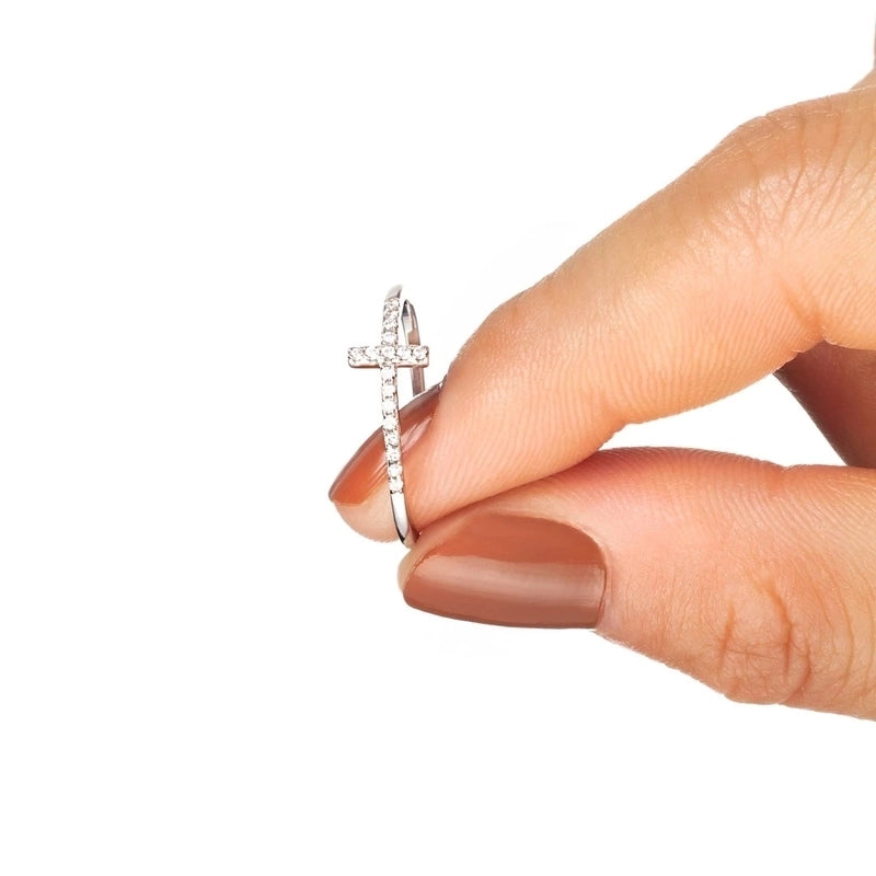 925 Sterling Silver Zircon Cross Rings