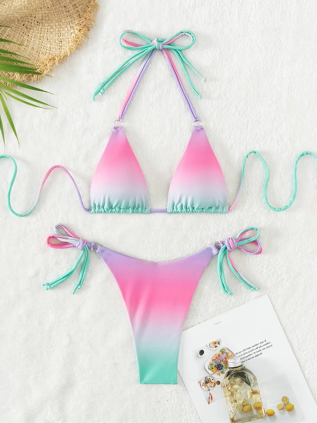 Gradient Lace-up Bikini Set