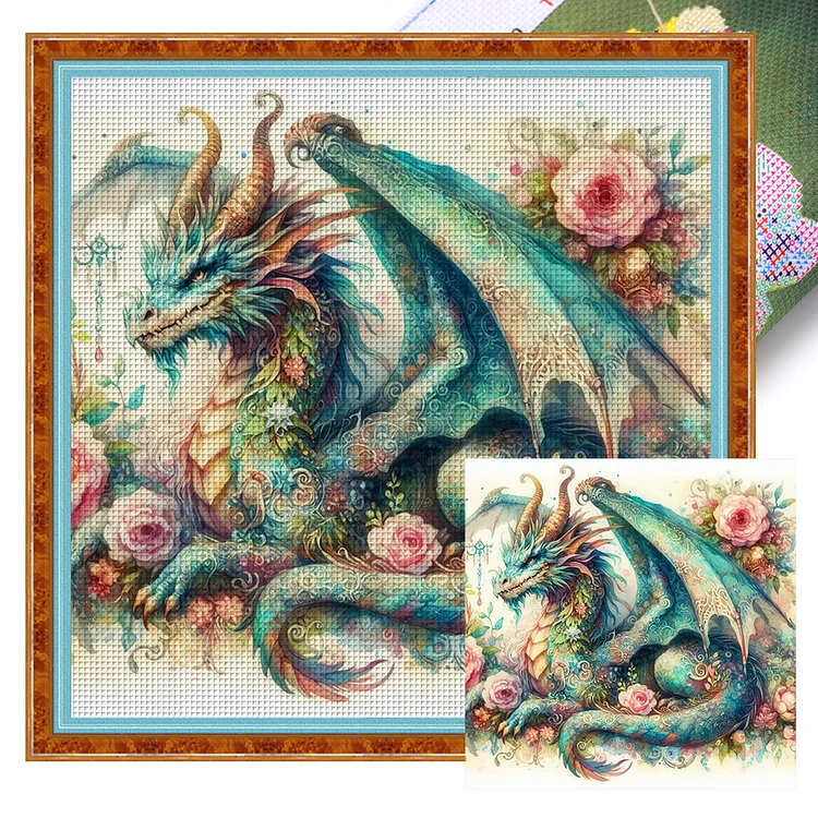 Vintage Rose Pterosaur (40*40cm) 14CT Stamped Cross Stitch gbfke