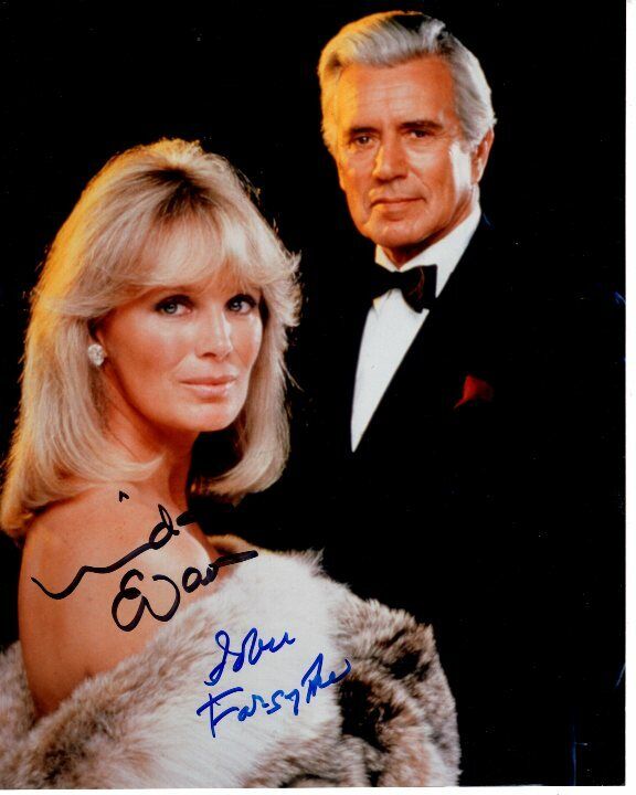 LINDA EVANS and JOHN FORSYTHE signed autographed DYNASTY Photo Poster painting