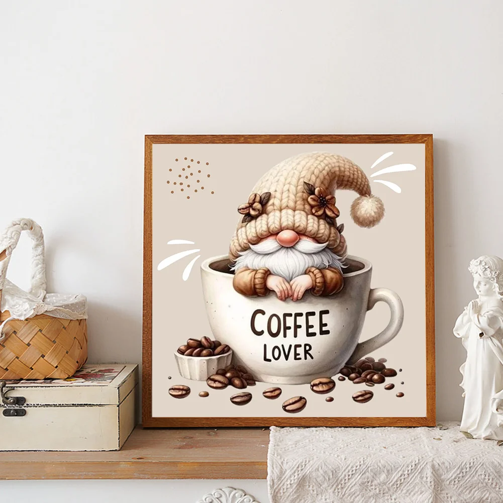 Diamond Painting - Full Round Drill - Coffee Gnome(Canvas|30*30cm)
