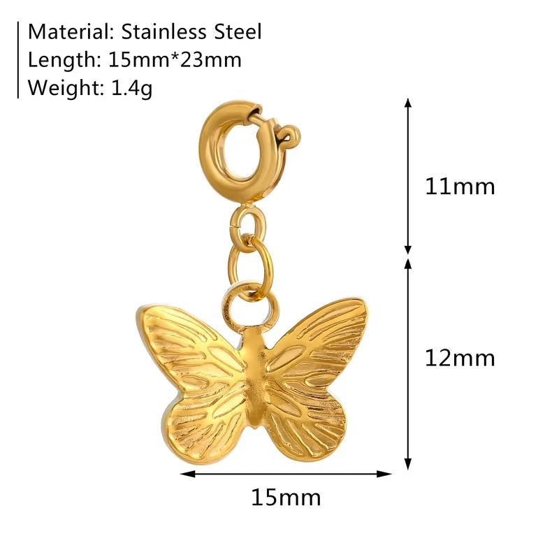 1 Piece 16 * 17mm 18*14mm 304 Stainless Steel Zircon Geometric Heart Shape Butterfly Polished Pendant Jewelry Accessories