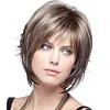 Brown Color Short Straight Wig with Bangs