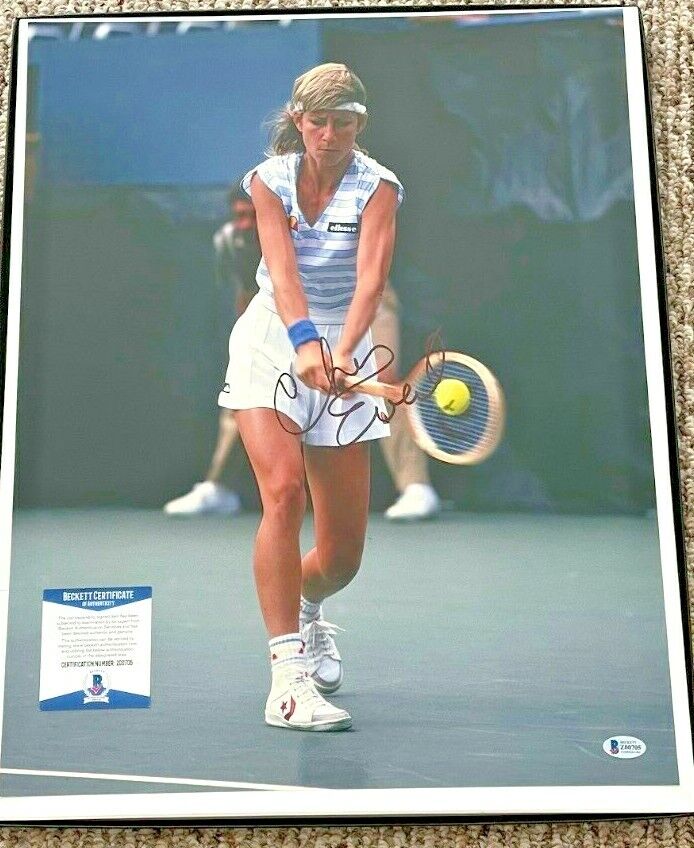 CHRIS EVERT SIGNED TENNIS 16X20 Photo Poster painting BECKETT CERTIFIED WIMBLEDON