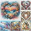 (Multi-Style) Love Shell Beach Colorful Town Cat Dog-11CT Stamped Cross Stitch 40*40/50*50cm
