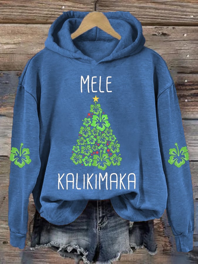 Women's Hawaiian Christmas Mele Kalikimaka Hibiscus Hoodie