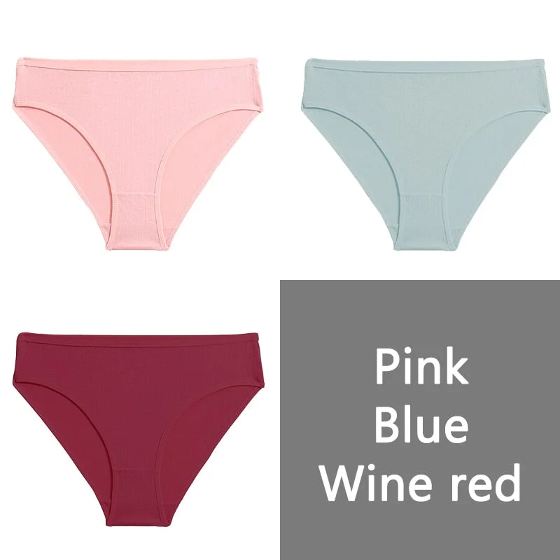 FINETOO S-XL Cotton Panties Women Low-rise Briefs Underpants Ladies Comfortable Underwear Fashion Jacquard Panty Lingerie 3Pcs