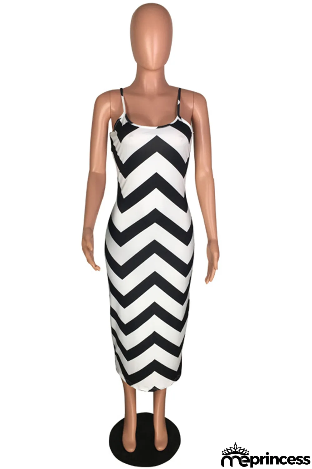 Black Sexy Print Split Joint Spaghetti Strap Pencil Skirt Dresses