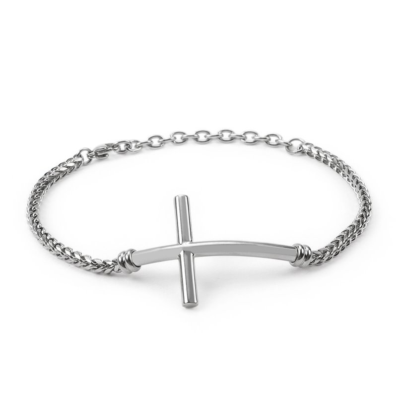 3.4MM Cross Titanium Steel Franco Link Bracelet-VESSFUL
