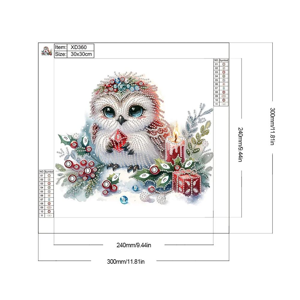 Diamond Painting - Partial Special Shaped Drill - Winter Owl(Canvas|30*30cm)