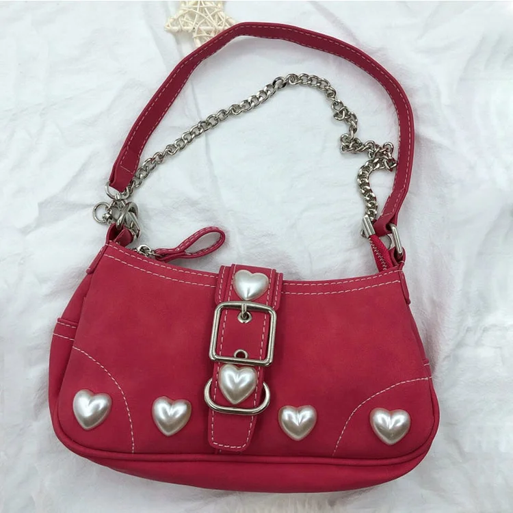 Vintage Red Heart Pendant Purse Handbag - Gotamochi Kawaii Shop, Kawaii Clothes