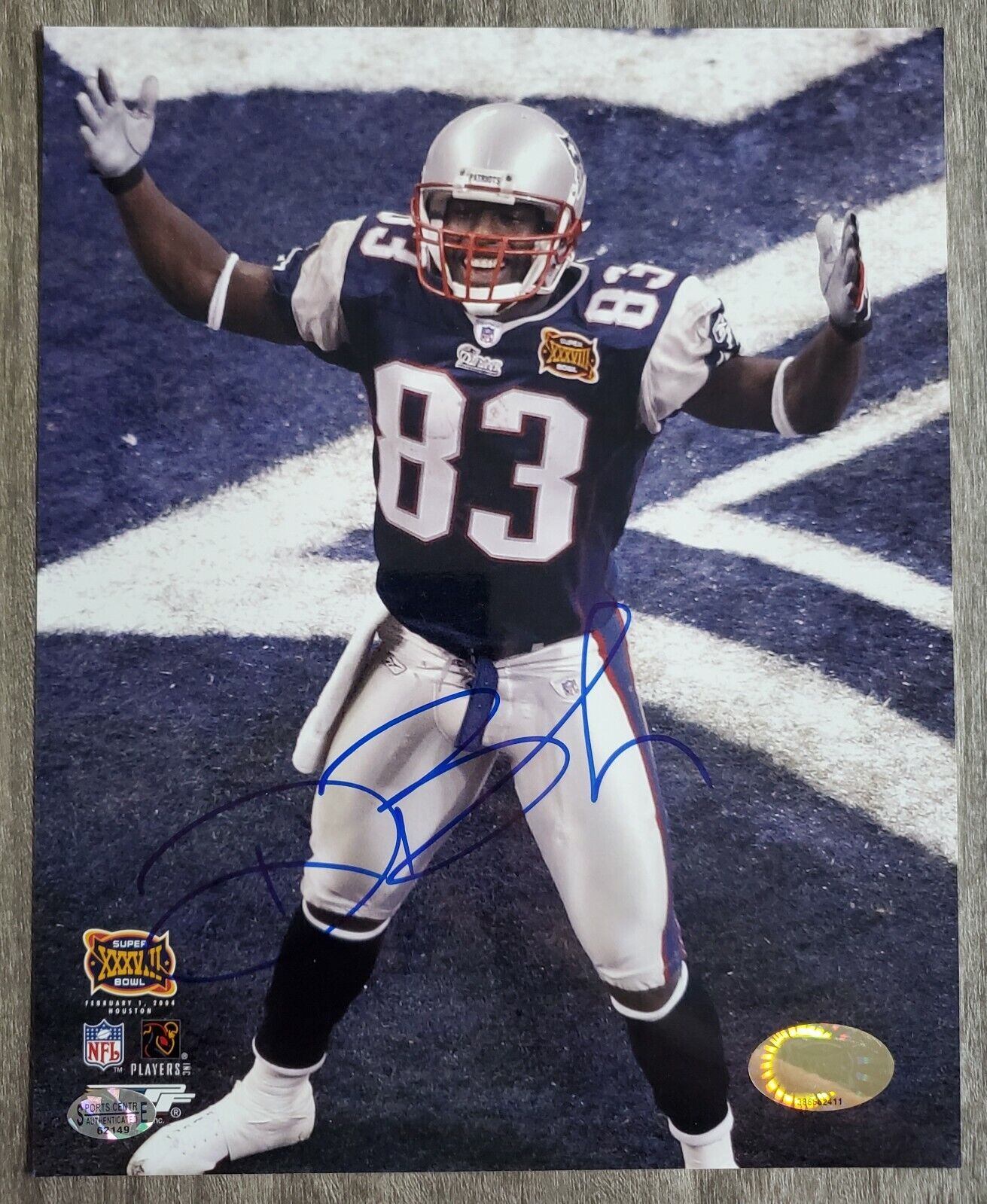 Deion Branch Signed New England Patriots 8x10 Photo Poster painting Super Bowl Legend RAD