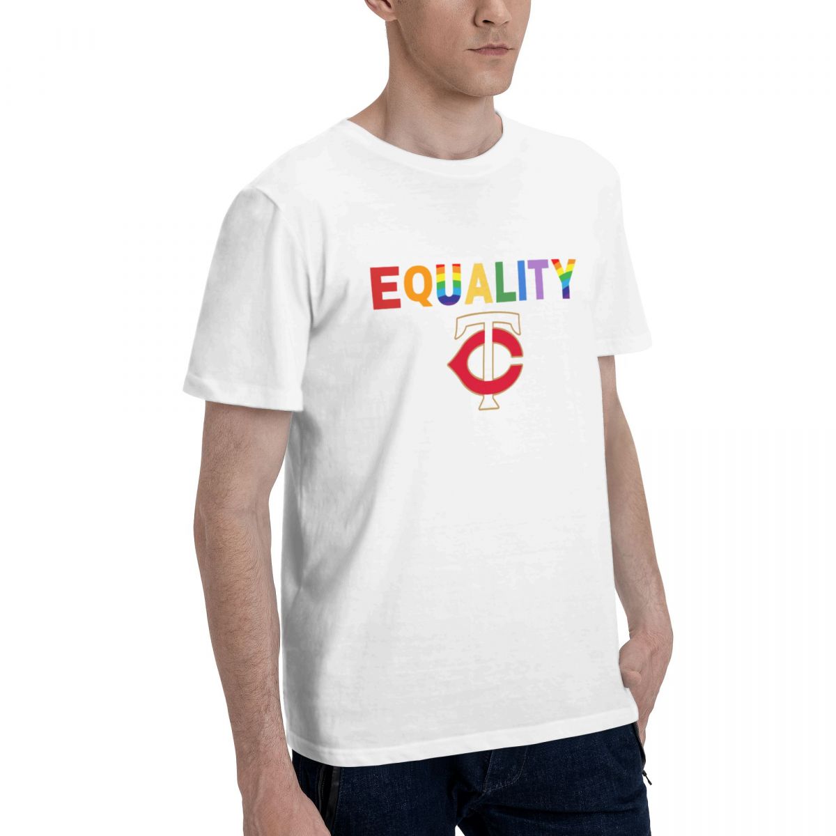 Minnesota Twins Rainbow Equality Pride Printed Men's Cotton T-Shirt