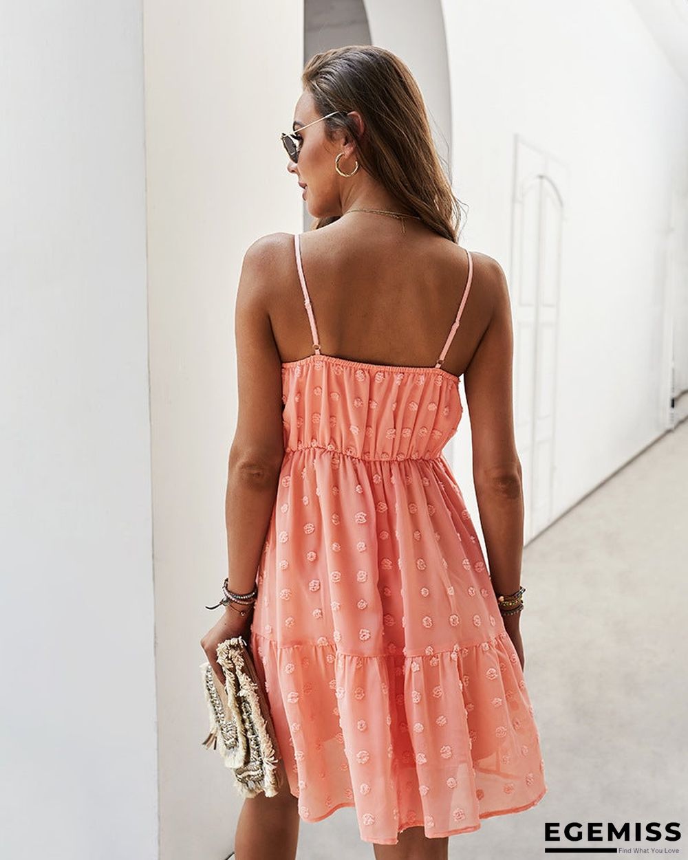 Women's Suspender Dress V-neck Sexy Casual Skirt Swing Skirt | EGEMISS