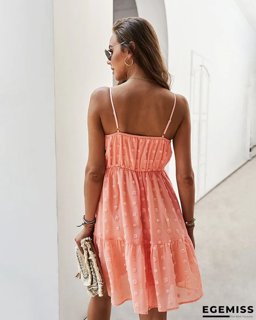 Women's Suspender Dress V-neck Sexy Casual Skirt Swing Skirt | EGEMISS