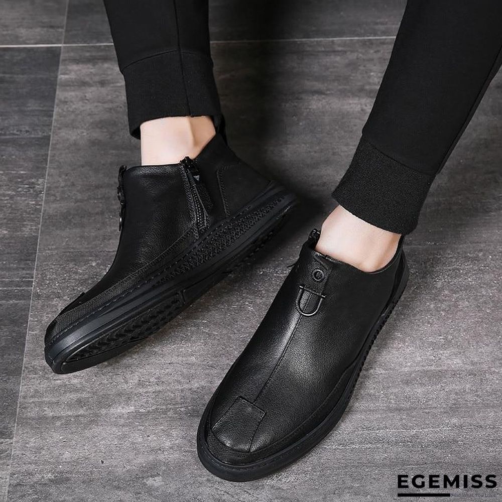 Men Genuine Leather Chelsea Boots Fashion Male Shoes Cow Leather Man Ankle Boots | EGEMISS