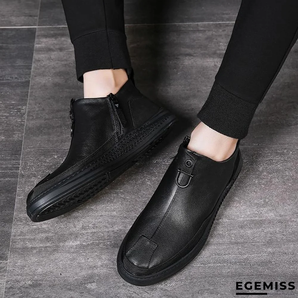 Men Genuine Leather Chelsea Boots Fashion Male Shoes Cow Leather Man Ankle Boots | EGEMISS