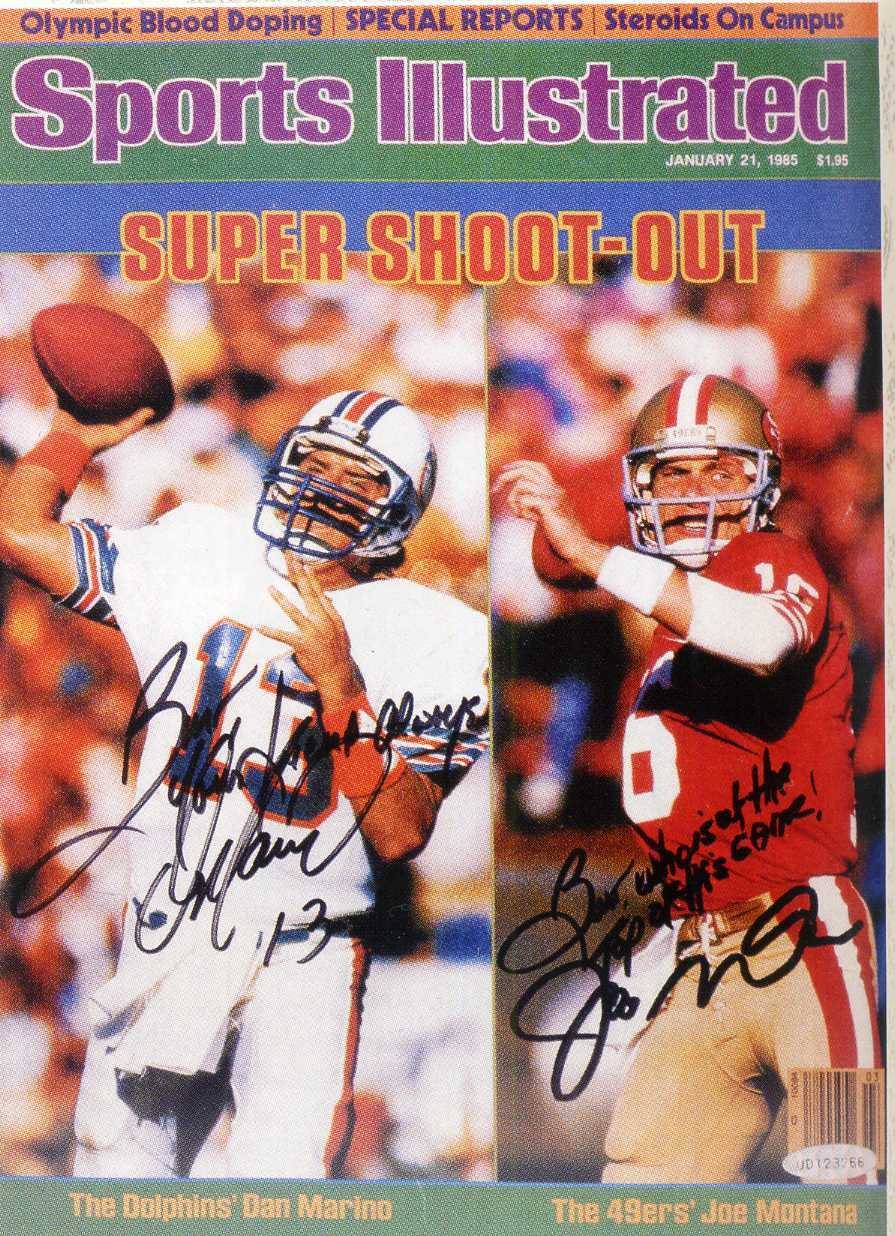 DAN MARINO / JOE MONTANA Dual-Signed Photo Poster paintinggraph - Dolphins / 49ers - Preprint