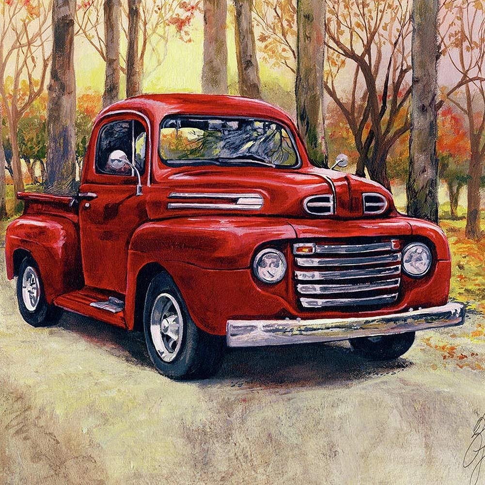 Diamond Painting - Full Round Drill - Red Car(30*30cm)