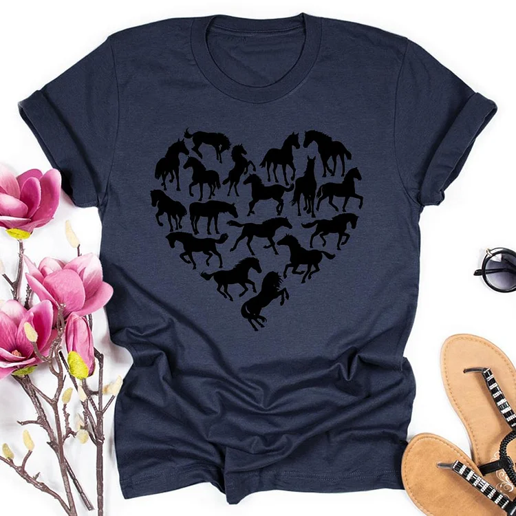 Horse Heart Round Neck T-shirt