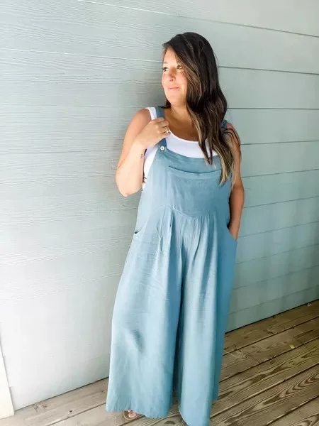 Plus Size Wide Leg Overalls Jumpsuit (Buy 2 Free Shipping)
