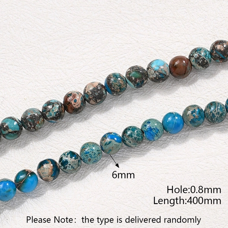1 Strand/Package 6mm Hole Under 1mm Natural Stone Imperial Jasper Marble Simple Polished Beads