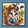 Diamond Painting-DIY Full Round Drill Girl And Cow