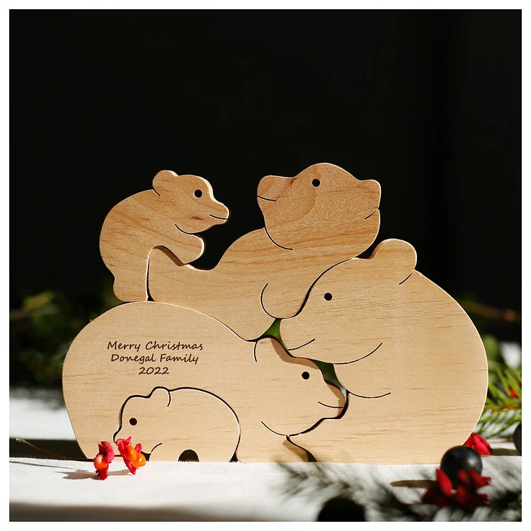 Puzzle en bois personnalisé - La famille Ours