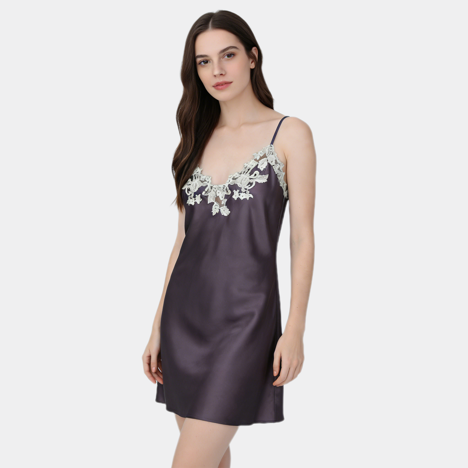 Flower Branch Pattern Lace Silk Nightgown REAL SILK LIFE