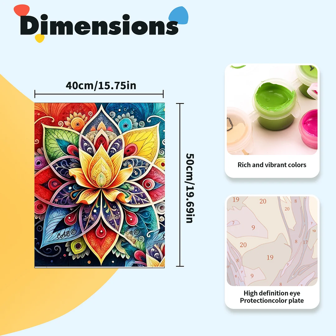 DIY Mandalas Paint by Numbers Kits Drawing Paintwork on Canvas 15.75x19.69inch Without Frame Canvas Oil Painting Number Painting for Beginners Adults Gift Home Wall Decor