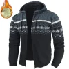 Men's Ethnic Knitted Full Zip Warm Hooded Sweater by Inlyline