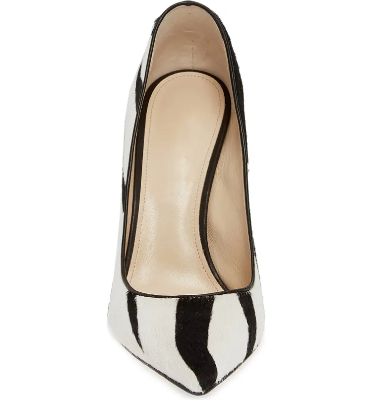 Black And White Horsehair Stiletto Heels Zebra Print Pointy Toe Pumps black-and-white-horsehair-stiletto-heels-zebra-print-pointy-toe-pumps