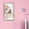 11CT Pink Flower Cat - Stamped Cross Stitch 35*20cm/13.78*7.87in
