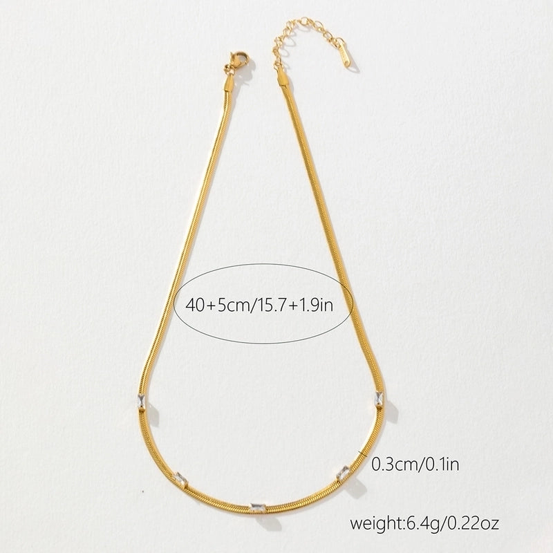 Minimalist Commute Solid Color Titanium Steel Inlay Zircon Necklace