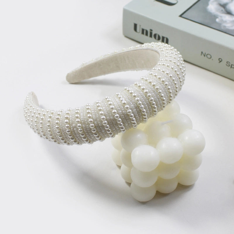 Women’s Elegant Lady Geometric Plastic Sponge Inlay Artificial Pearls Hair Band