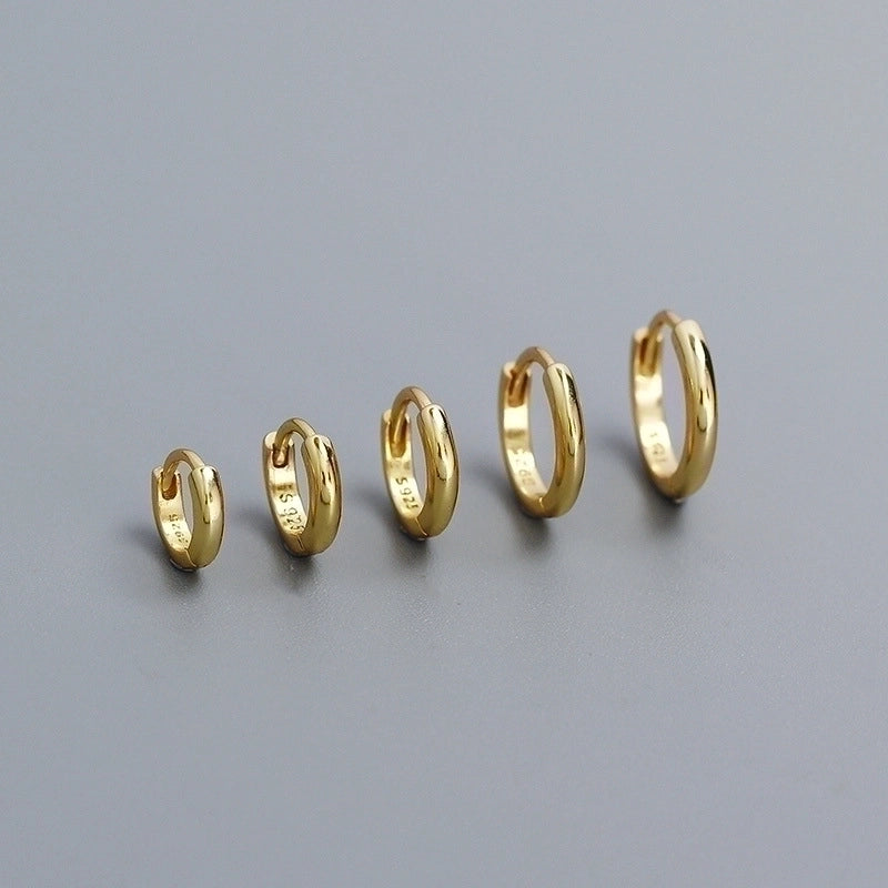 1 Pair 925 Sterling Silver Round Hoop Earrings