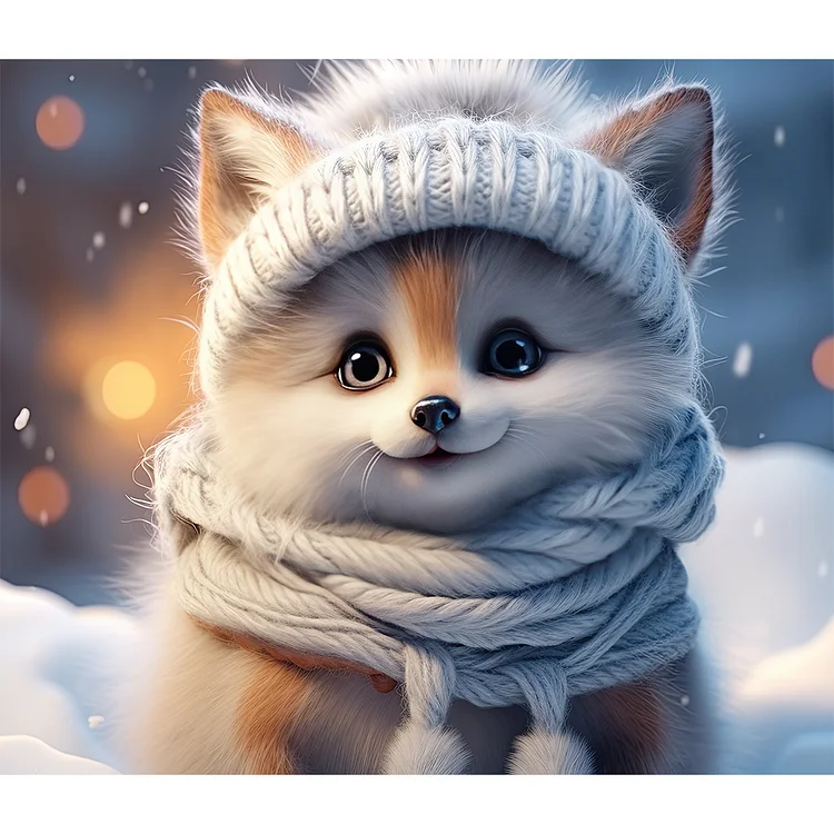 Winter Fox 35*30CM (Canvas) Full Round Drill Diamond Painting gbfke