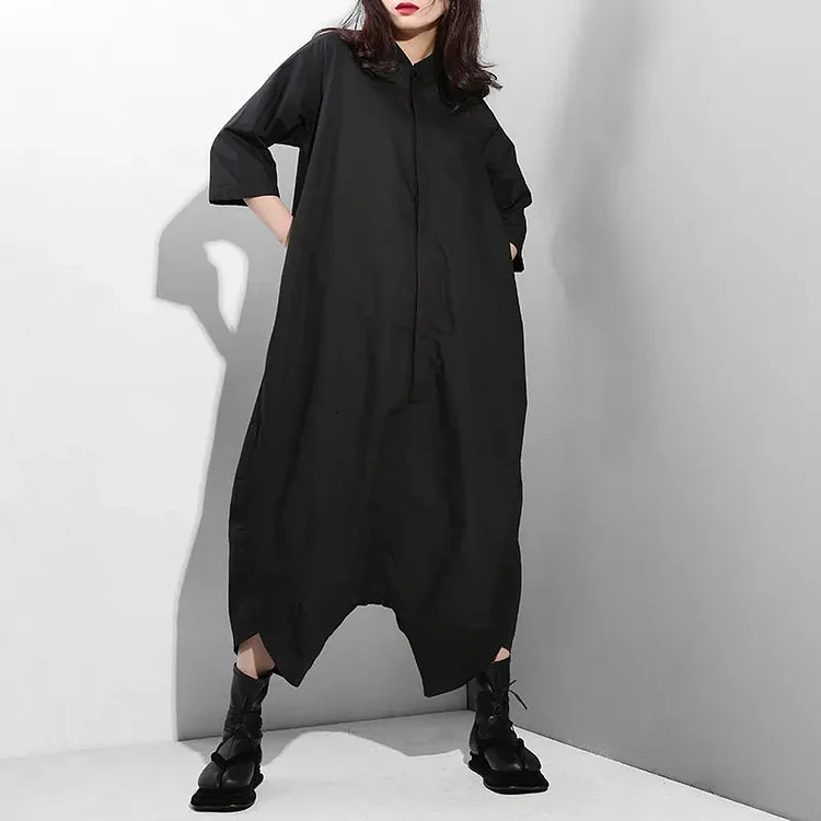 Design Black High Waist Half Sleeve Wide Leg Jumpsuit