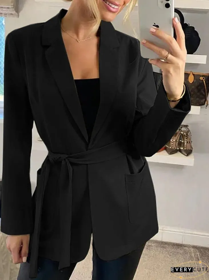 Solid Color Long Sleeve Blazer
