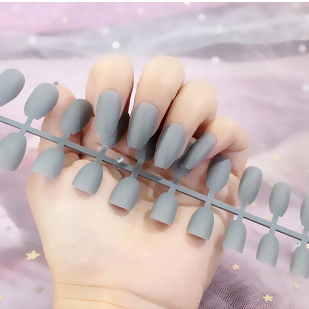Solid Color Matte Super Long Coffin False Nails Ballet Press on Nails Tips for Nails Art Artificial Fingernails Fake Tools-Nail Inspo