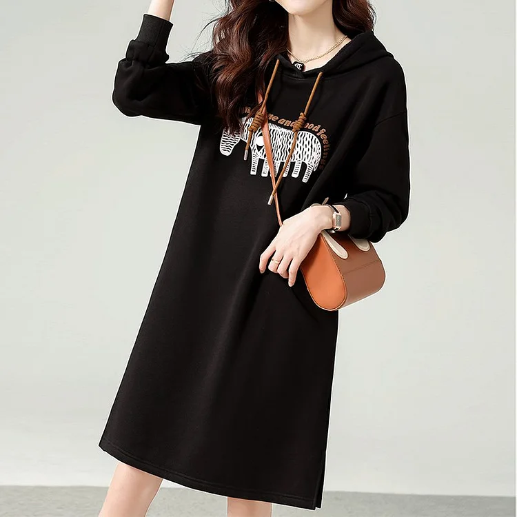Black Shift Long Sleeve Casual Dresses QueenFunky
