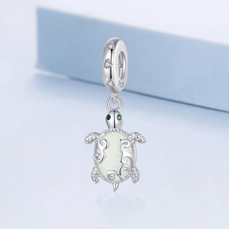 925 Sterling Silver Luminous Stone Zircon Cable Chain Tortoise Necklace