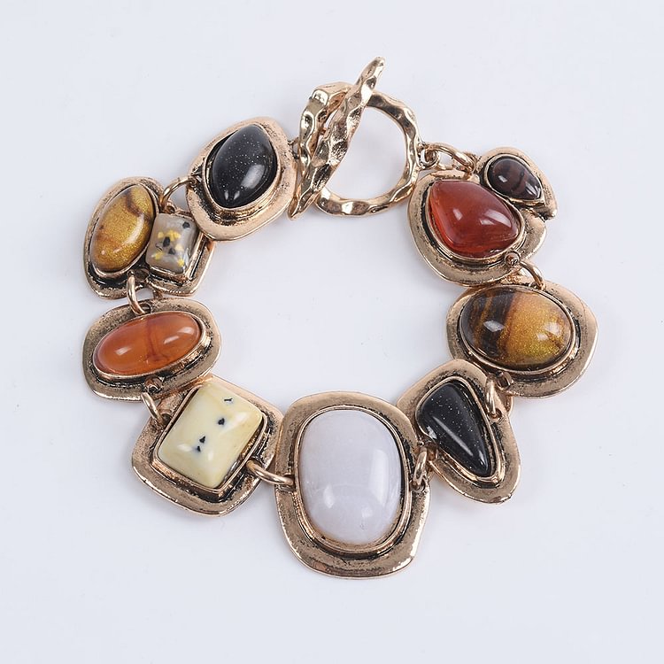 Personalized Geometric Metal Stone Bracelet KERENTILA