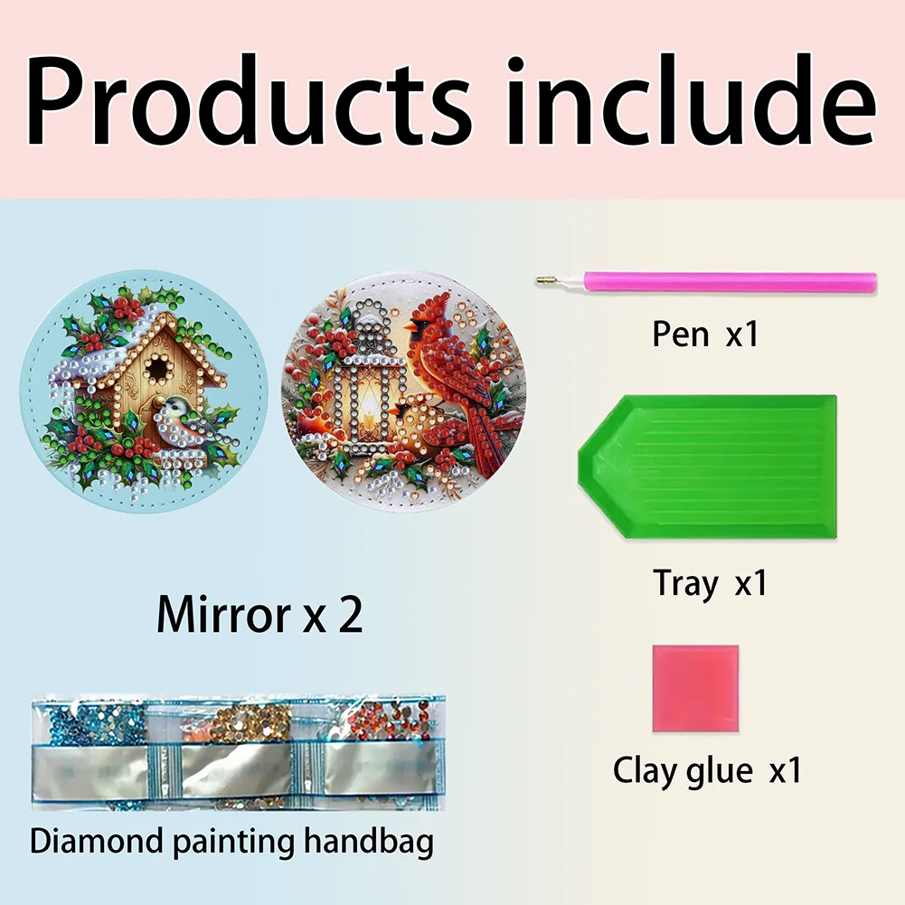 DIY Diamond Art Portable Cosmetic Mirror Round Diamond Painting Crafts (Hut)