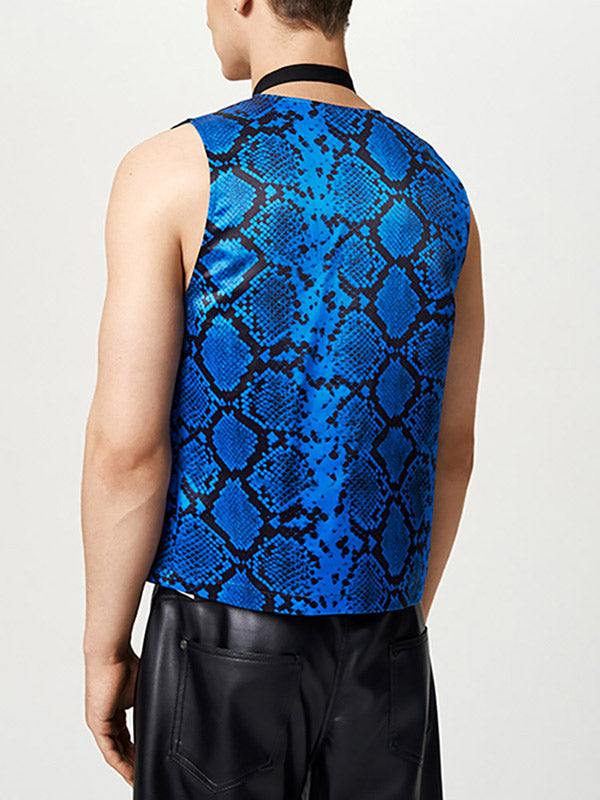Aonga - Mens Snake Print Sleeveless Vest Waistcoat J aonga