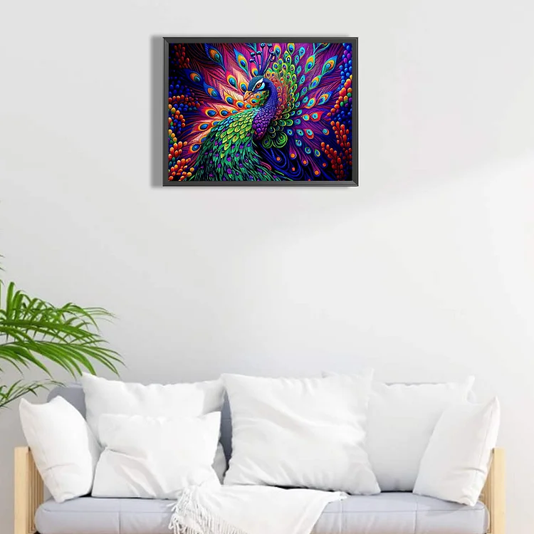 Peacock - Full Square(Partial AB Drill) - Diamond Painting (45*35cm)