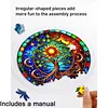 (25cm)DIY Acrylic Jigsaw Puzzle Window Hanging with Hanging Chain DIY Stained Glass Decoration Round Window Puzzle Decor for DIY Craft Project (Stained Glass Tree of Life)